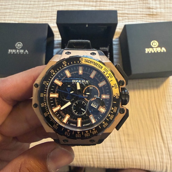 Brera Orologi Chronograph Watch in Black and Rose Gold